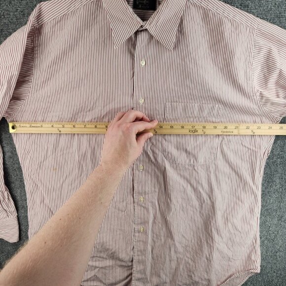 Gitman Bros 16.5 34 Point Collar Red Striped Long Sleeve Button Up Shirt Cotton - Picture 12 of 16